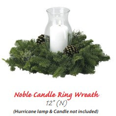 12 in. Noble Candle Ring Wreath (Hurricane Lamp & Candle Not Included)